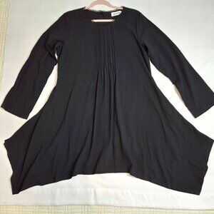 Modest Midi Asymmetric Hem Dress Size 2XL BIU BIU Black Long Sleeve Round Neck